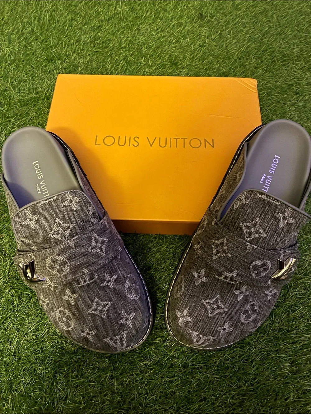 Louis Vuitton Gray Monogram Mule Clogs